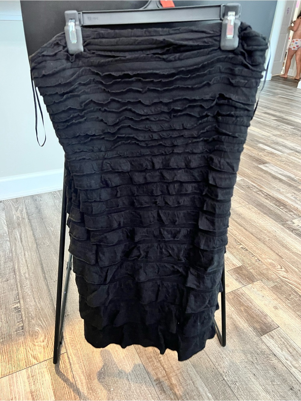 Express Black Ruffle Pencil Skirt